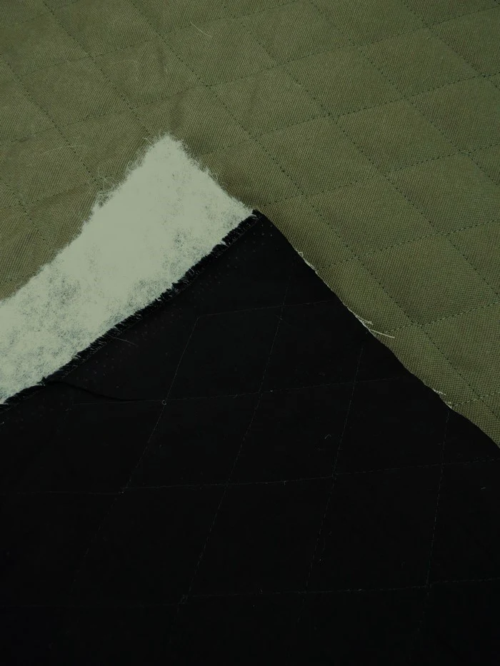 12 oz  Cotton Canvas DOUBLE SIDED BATTING w peach skin fabric - ARMY GREEN/Black - Image 3