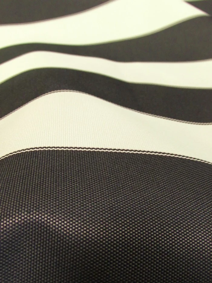 2 Tone Stripe Deck Canvas Outdoor Waterproof Fabric / Black/White / Sold By The Yard Closeout!!! - Image 4