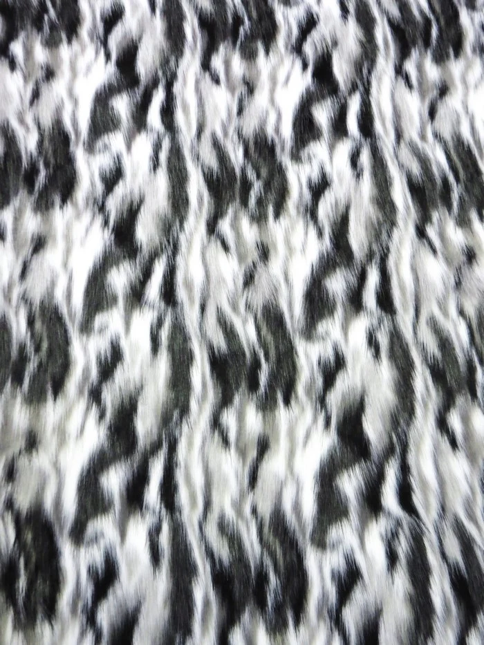 Black, Gray, White Sunset Multi-Color Faux Fur Fabric / Sold by the Yard - Image 2