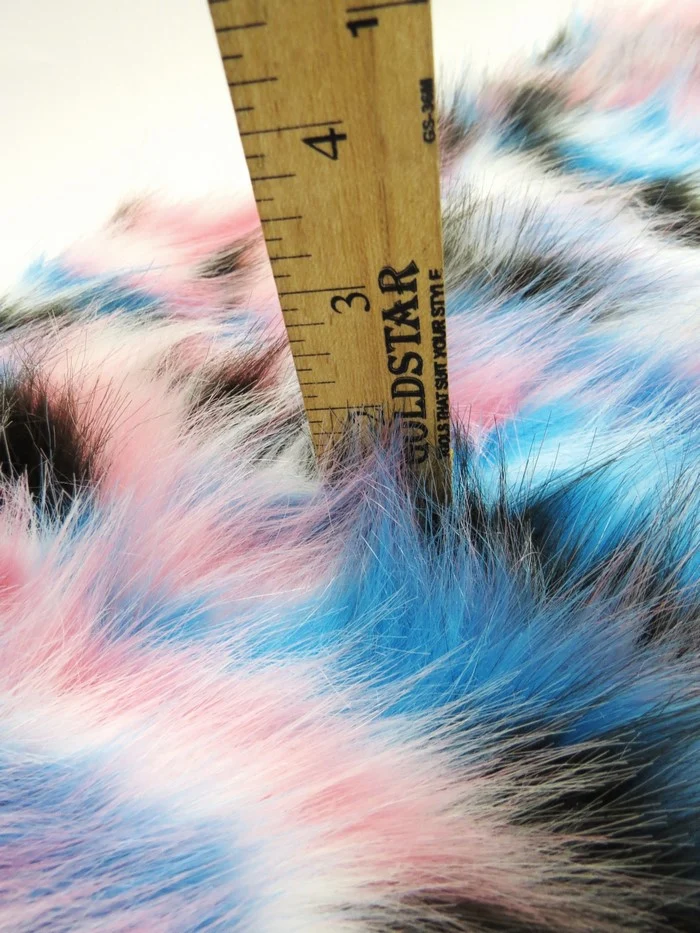 30 Yard Roll of Purple, Fuchsia, White Sunset Multi-Color Faux Fur Fabric - Image 3