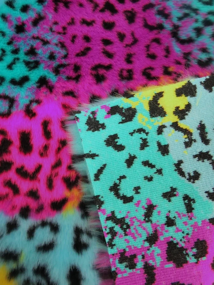 Rainbow Leopard Animal Faux Fur Fabric - Image 3