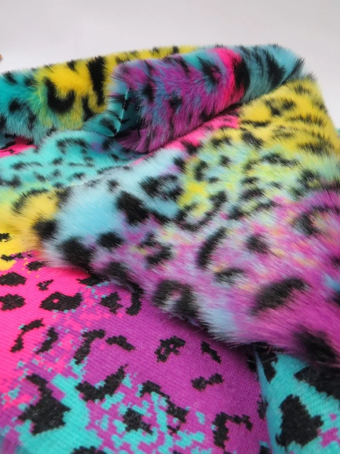 Rainbow Leopard Animal Faux Fur Fabric - Image 7