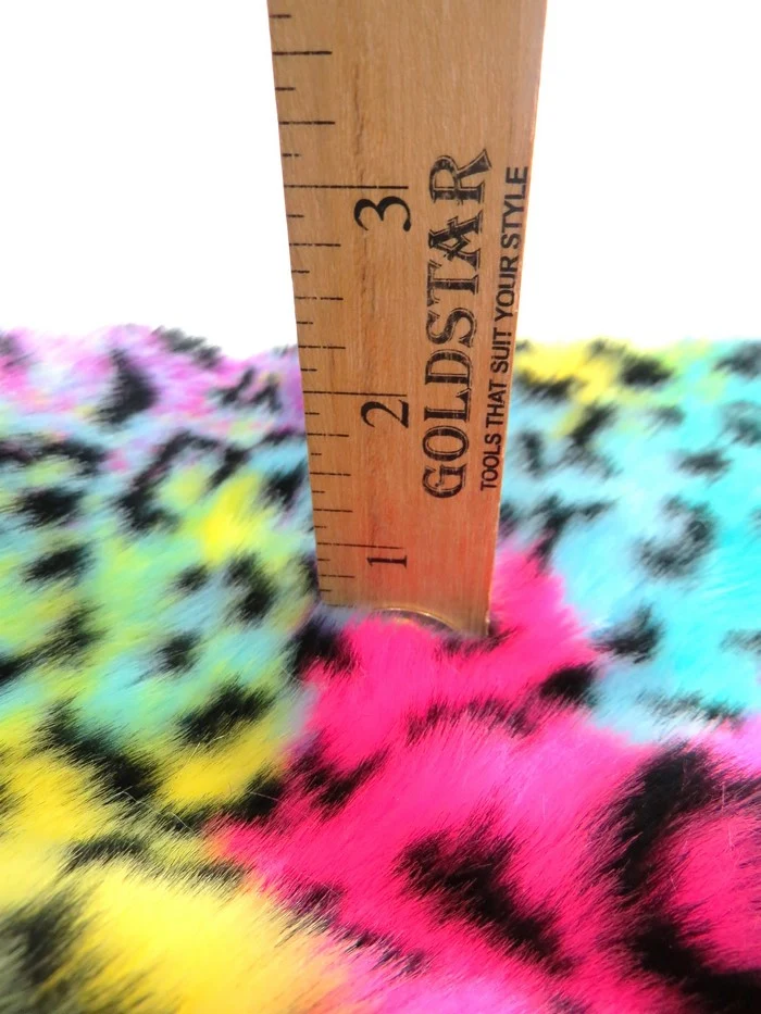 Rainbow Leopard Animal Faux Fur Fabric - Image 4