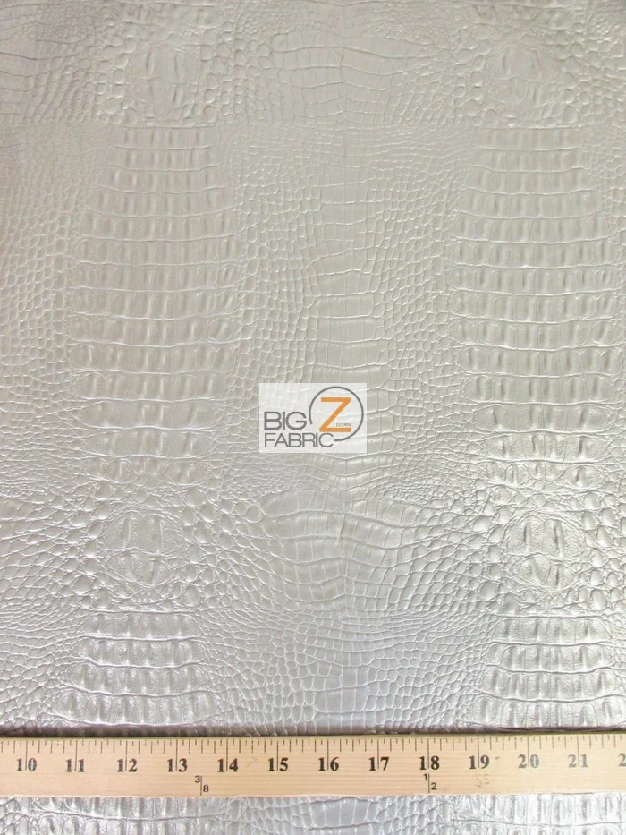 Charcoal Alligator Embossed Vinyl Fabric / Sold By The Yard - Image 3