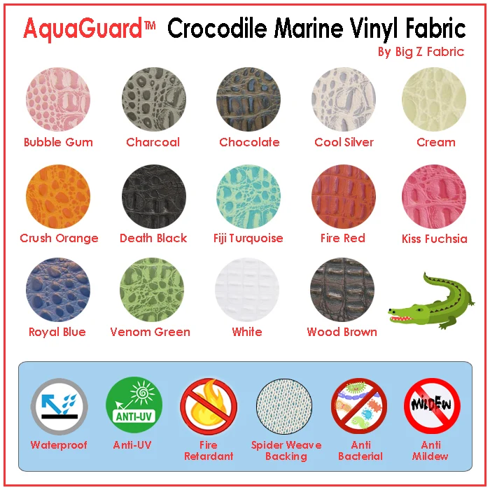 Crocodile Marine Vinyl Fabric - Auto/Boat - Upholstery Fabric / Death Black / By The Roll - 30 Yards - Image 7