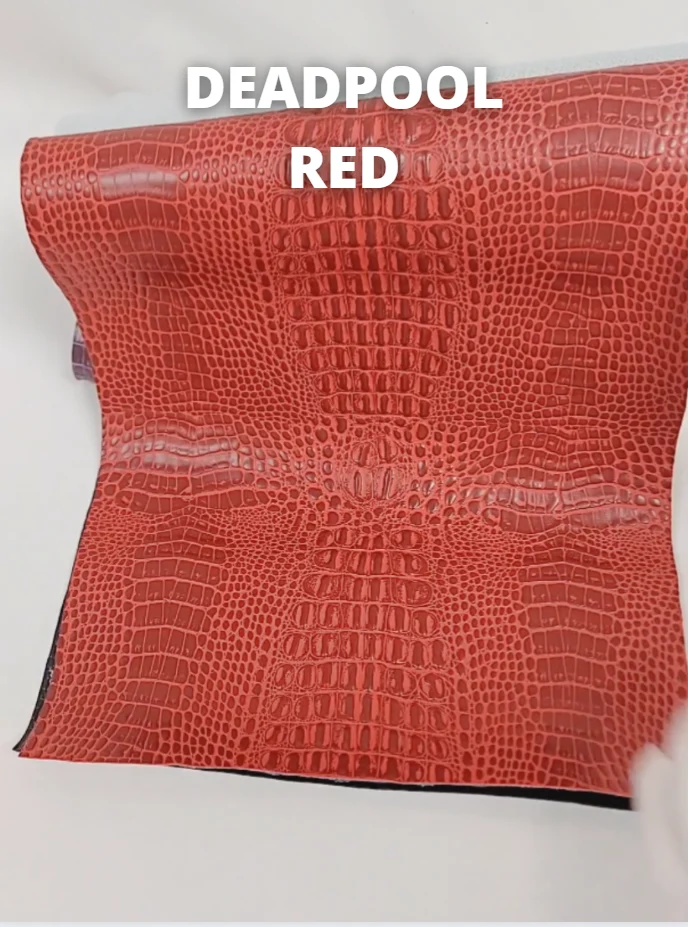 Crocodile Marine Vinyl Fabric - Auto/Boat - Upholstery Fabric / Deadpool Red / By The Roll - 30 Yards - Image 2