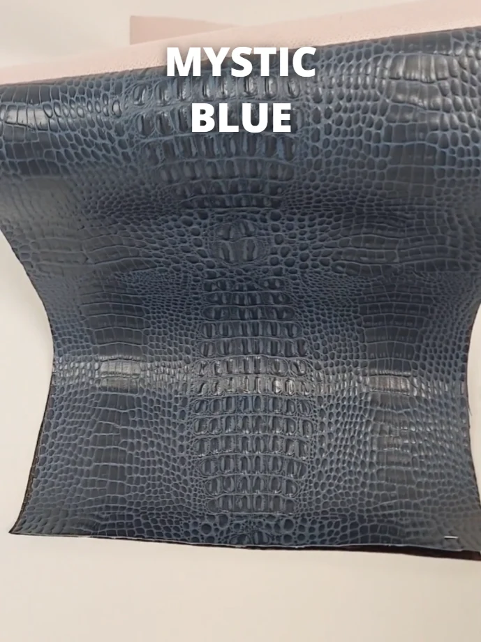 Crocodile Marine Vinyl Fabric - Auto/Boat - Upholstery Fabric / Mystic Blue / By The Roll - 30 Yards - Image 2