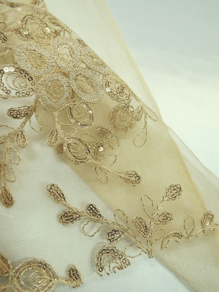 Bouquet 3D Floral Sequins Mesh Fabric - Gold - Image 5
