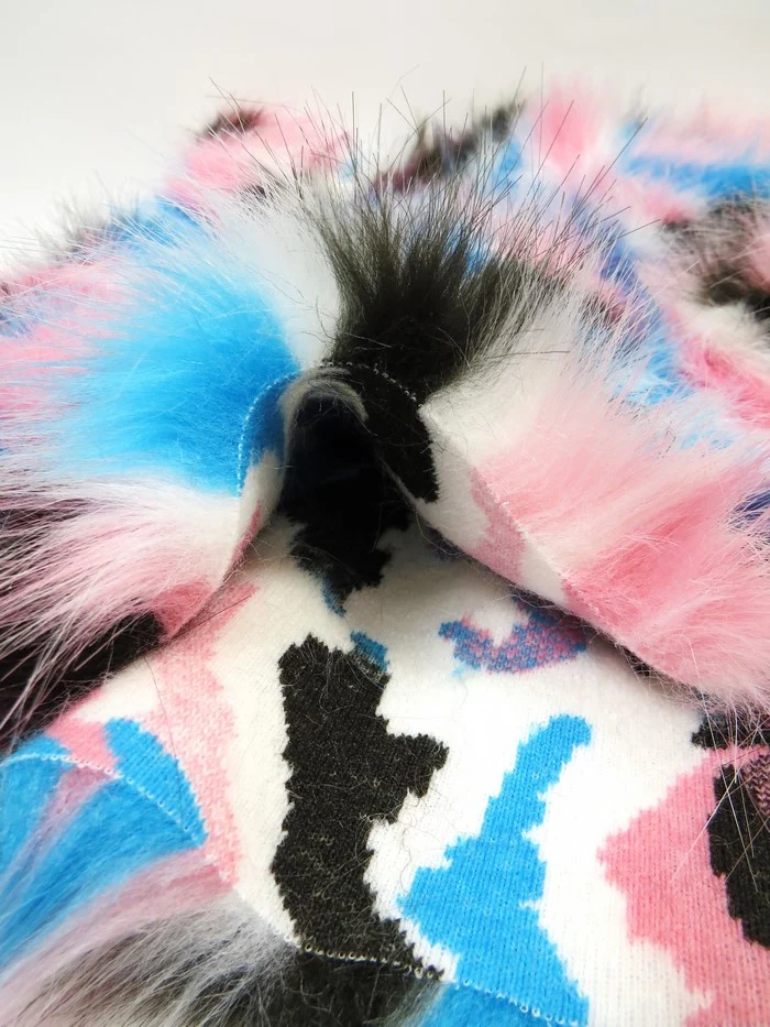 Brown, Turquoise, Pink Sunset Multi-Color Faux Fur Fabric / EcoShag&reg; /  Sold by the Yard - Image 6