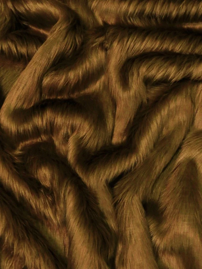 Cafe Solid Shaggy Long Pile Faux Fur Fabric / 15 Yard Bolt - Image 2