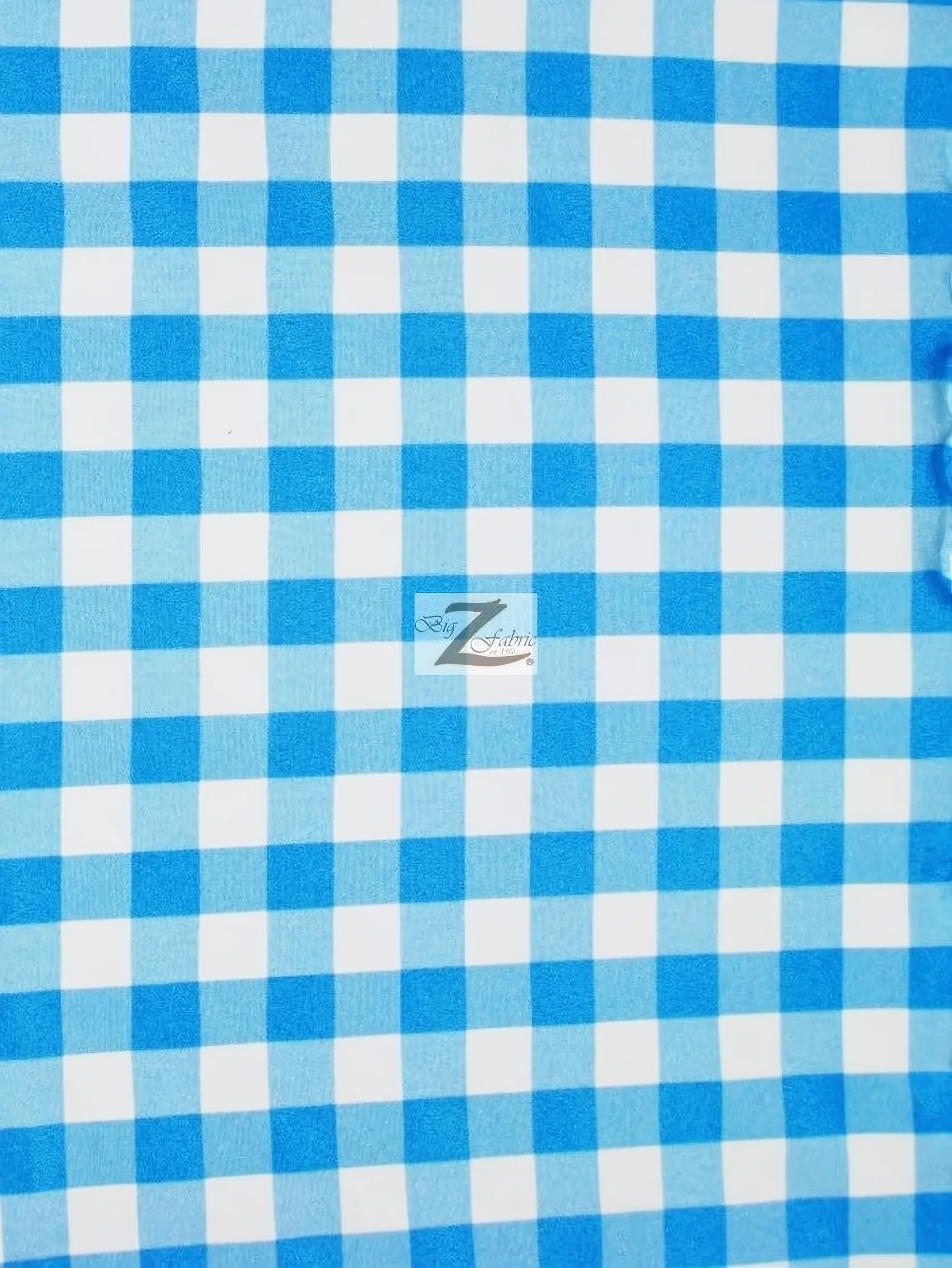Checkered Gingham Poly Cotton Printed Fabric / Turquoise / 50 Yard Bolt