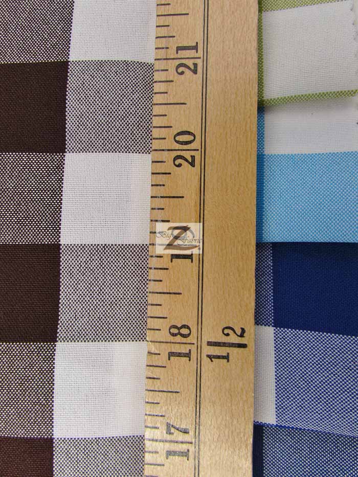 Checkered Gingham Poly Cotton Printed Fabric / Turquoise / 50 Yard Bolt - Image 2