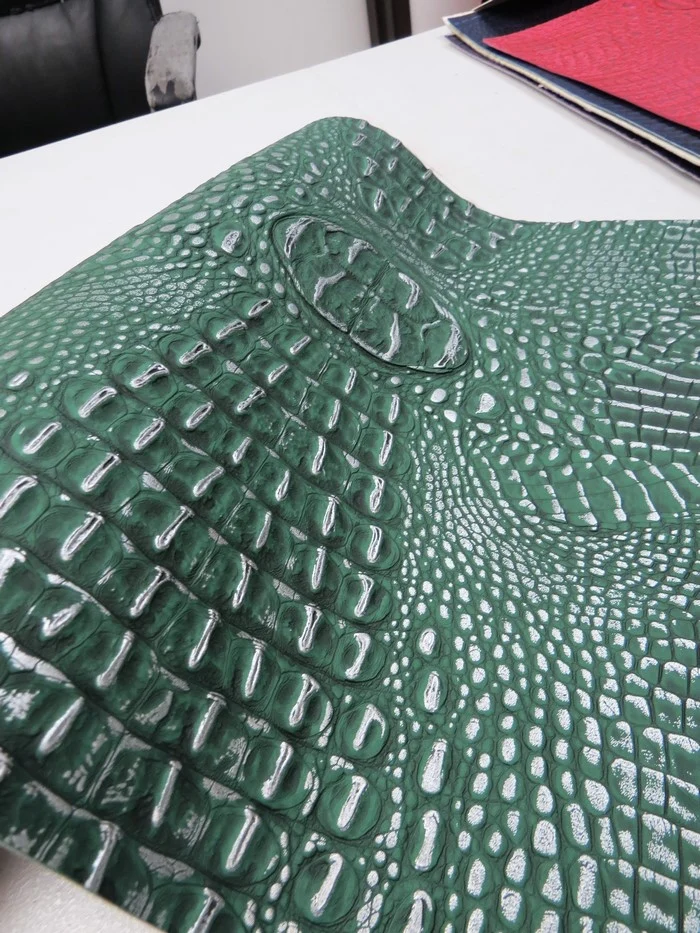 Green/Silver Metallic Caiman Gator Vinyl / 30 Yard Roll - Image 2
