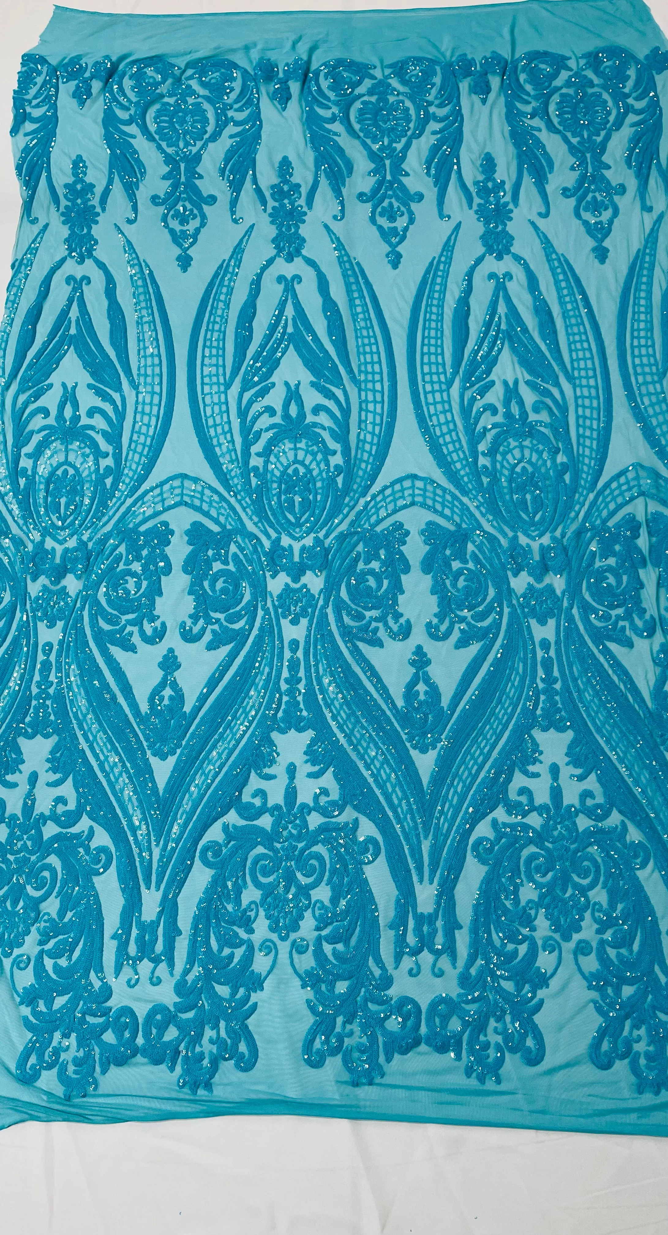 BIG DAMASK SEQUIN ON STRETCH MESH FABRIC (By The Yard) - Image 15