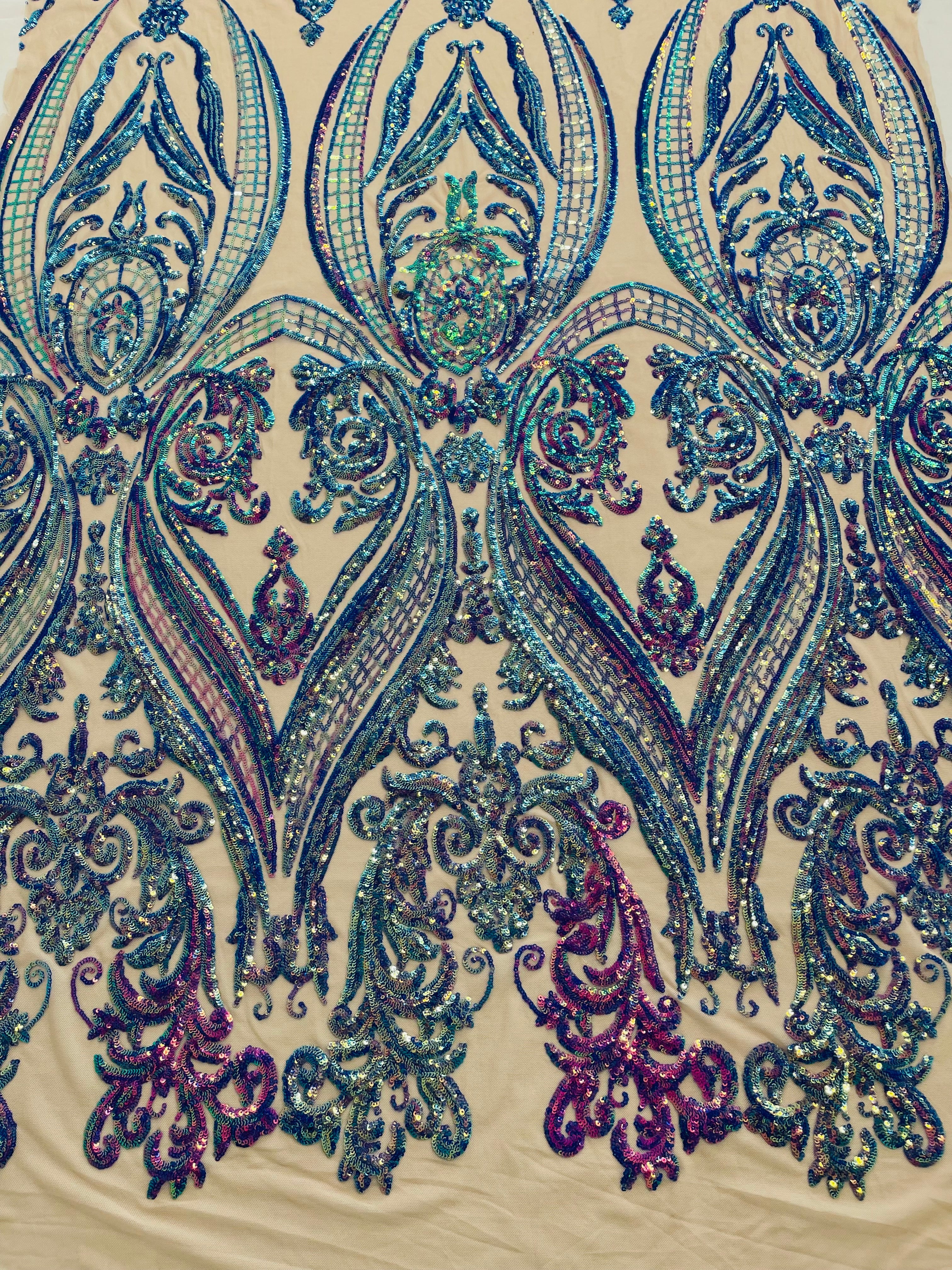 BIG DAMASK SEQUIN ON STRETCH MESH FABRIC (By The Yard) - Image 18
