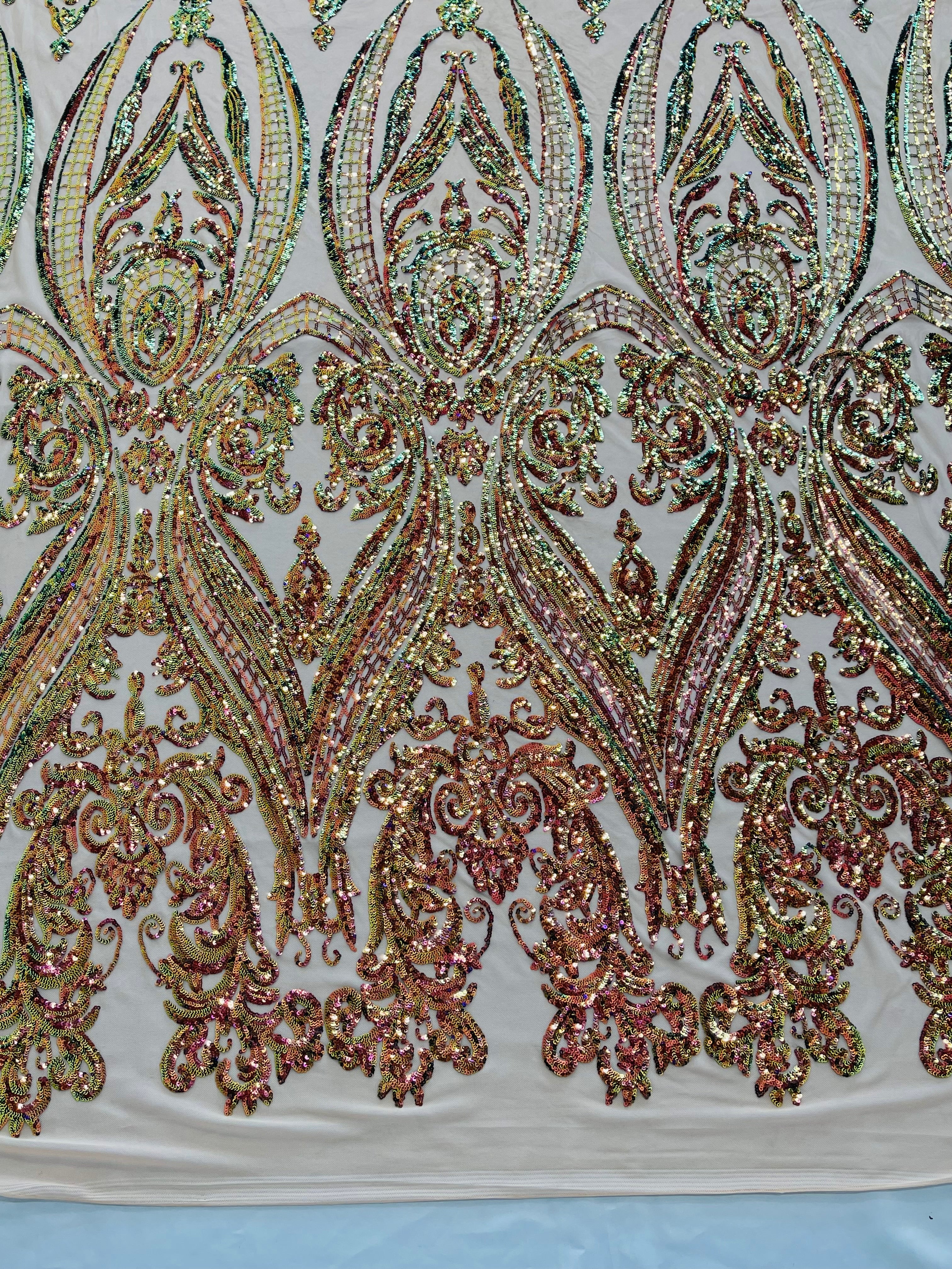 BIG DAMASK SEQUIN ON STRETCH MESH FABRIC (By The Yard) - Image 20
