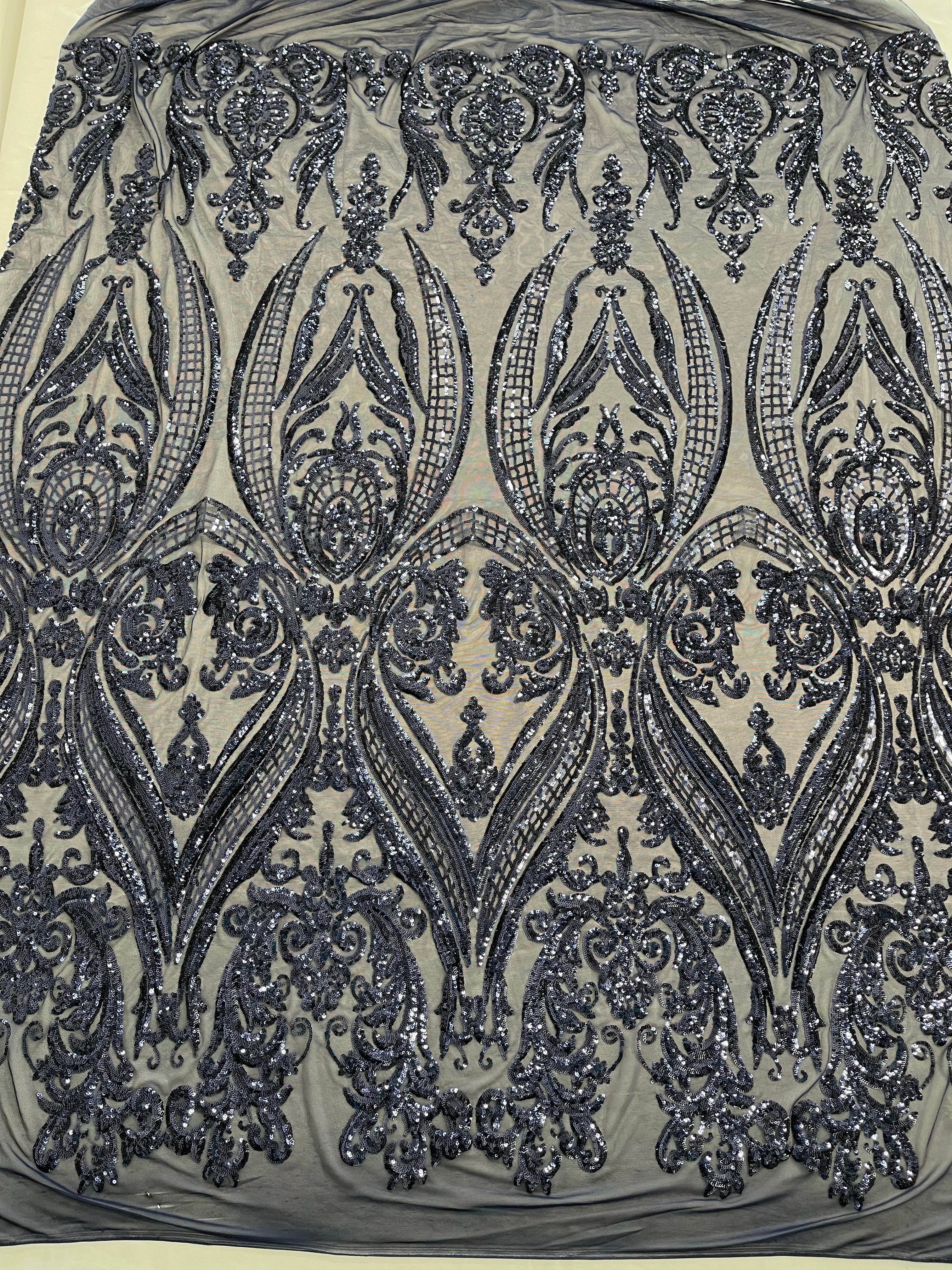 BIG DAMASK SEQUIN ON STRETCH MESH FABRIC (By The Yard) - Image 28