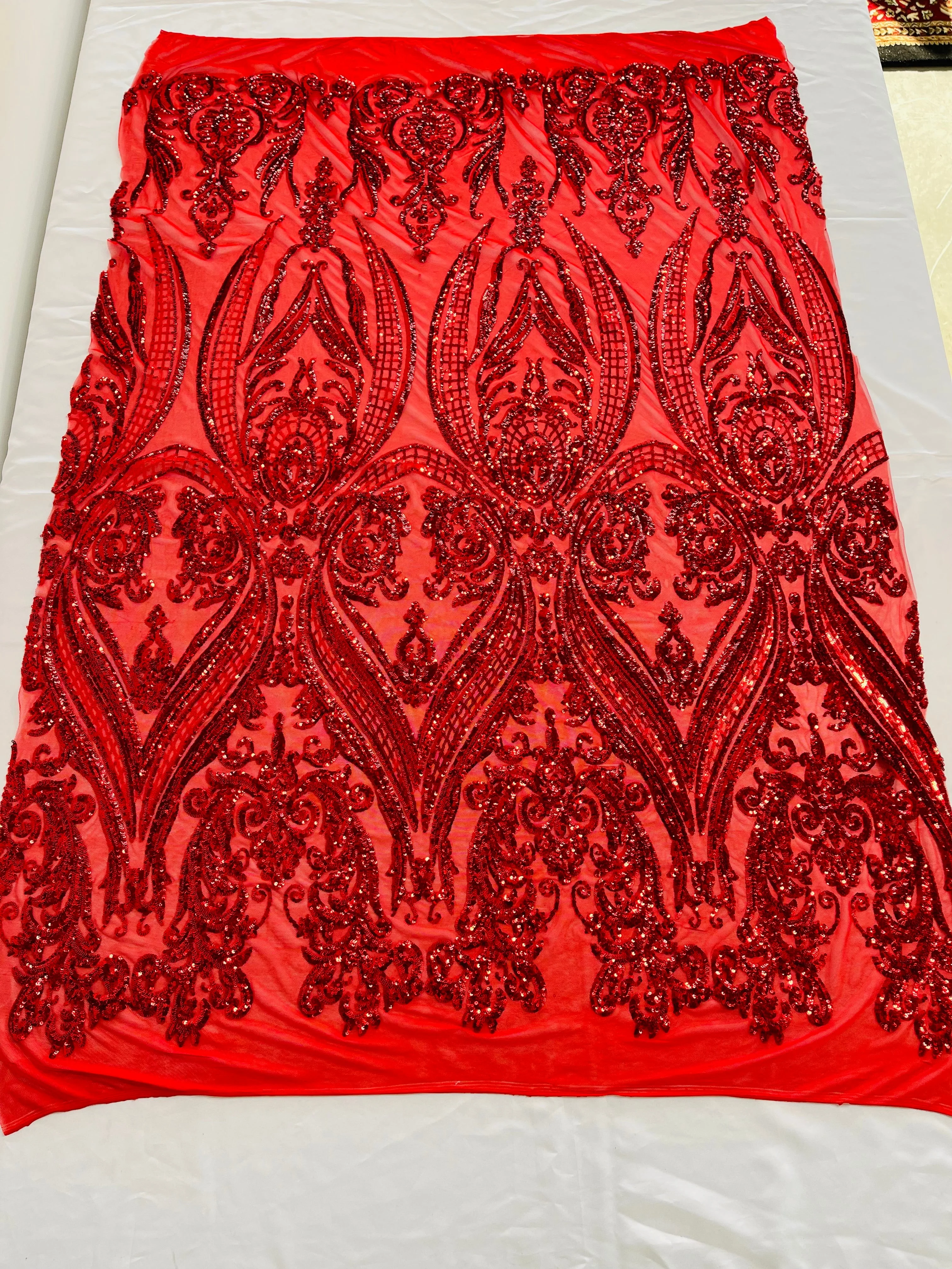 BIG DAMASK SEQUIN ON STRETCH MESH FABRIC (By The Yard) - Image 29