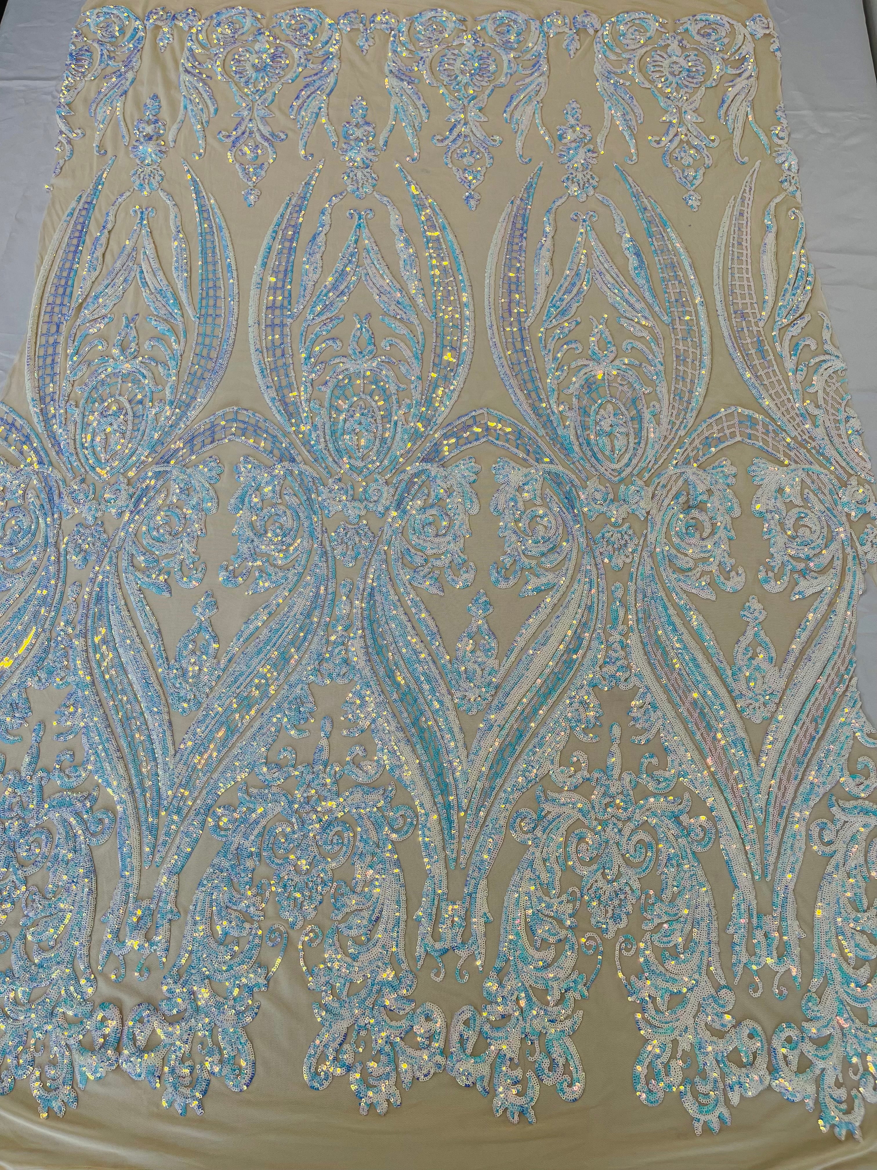 BIG DAMASK SEQUIN ON STRETCH MESH FABRIC (By The Yard) - Image 35