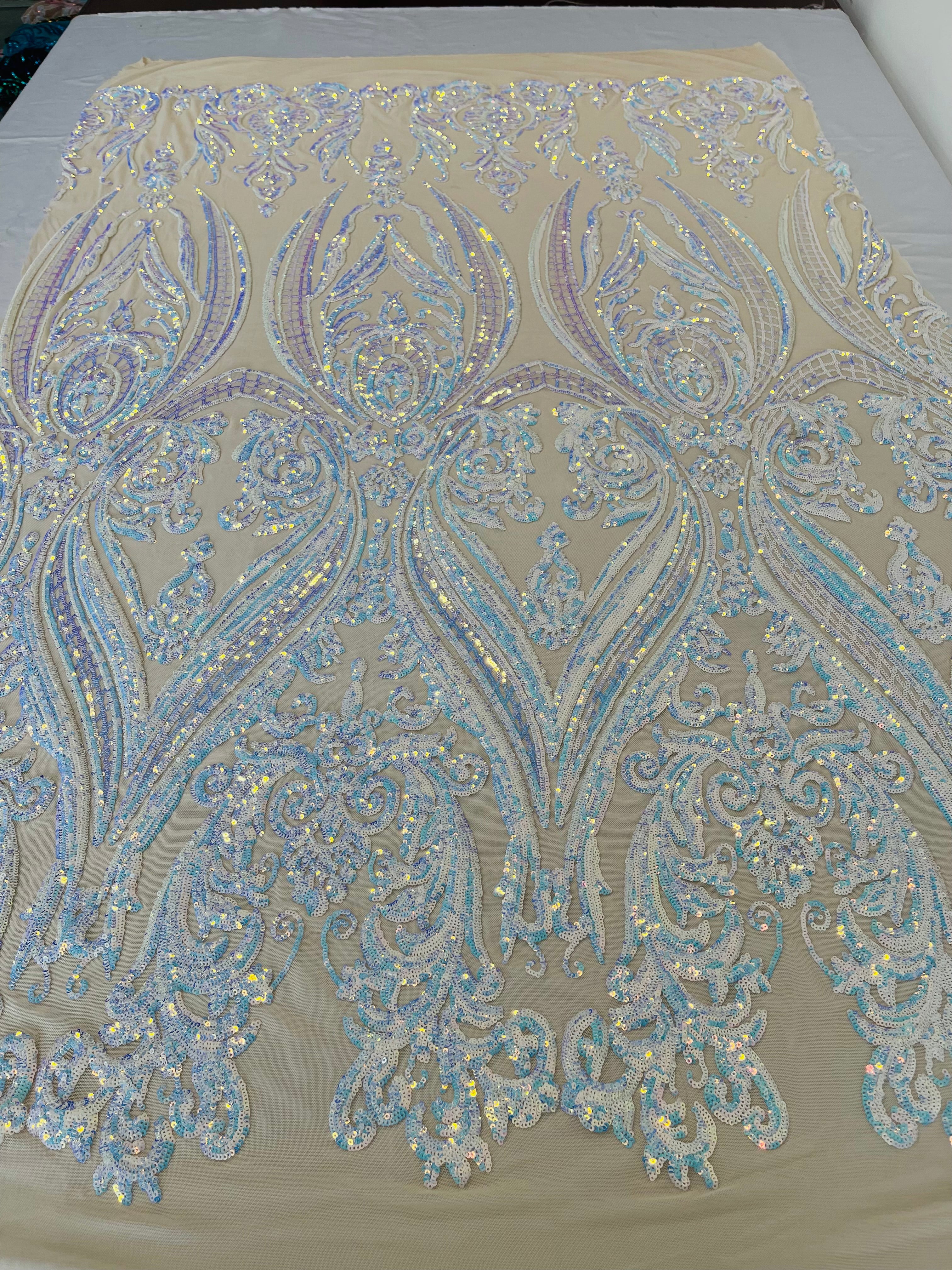 BIG DAMASK SEQUIN ON STRETCH MESH FABRIC (By The Yard) - Image 37