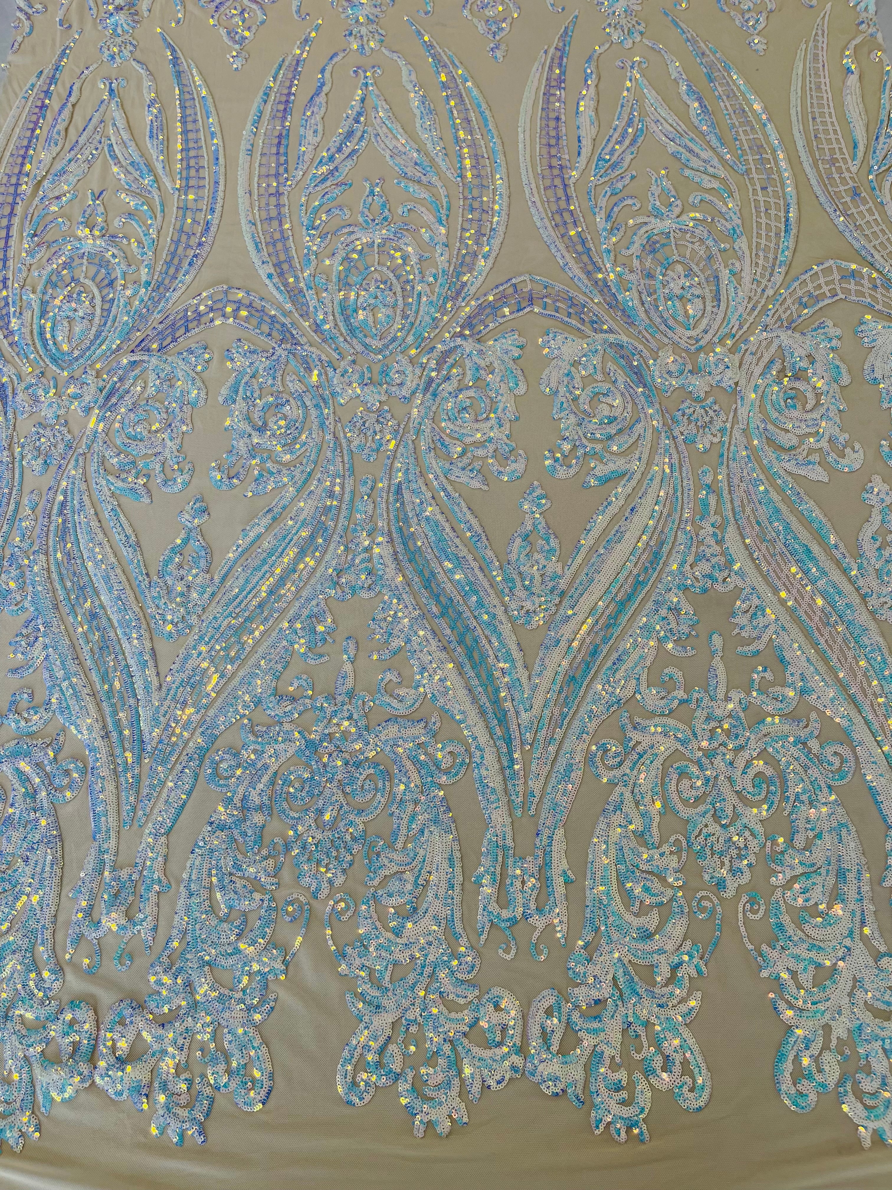 BIG DAMASK SEQUIN ON STRETCH MESH FABRIC (By The Yard) - Image 40