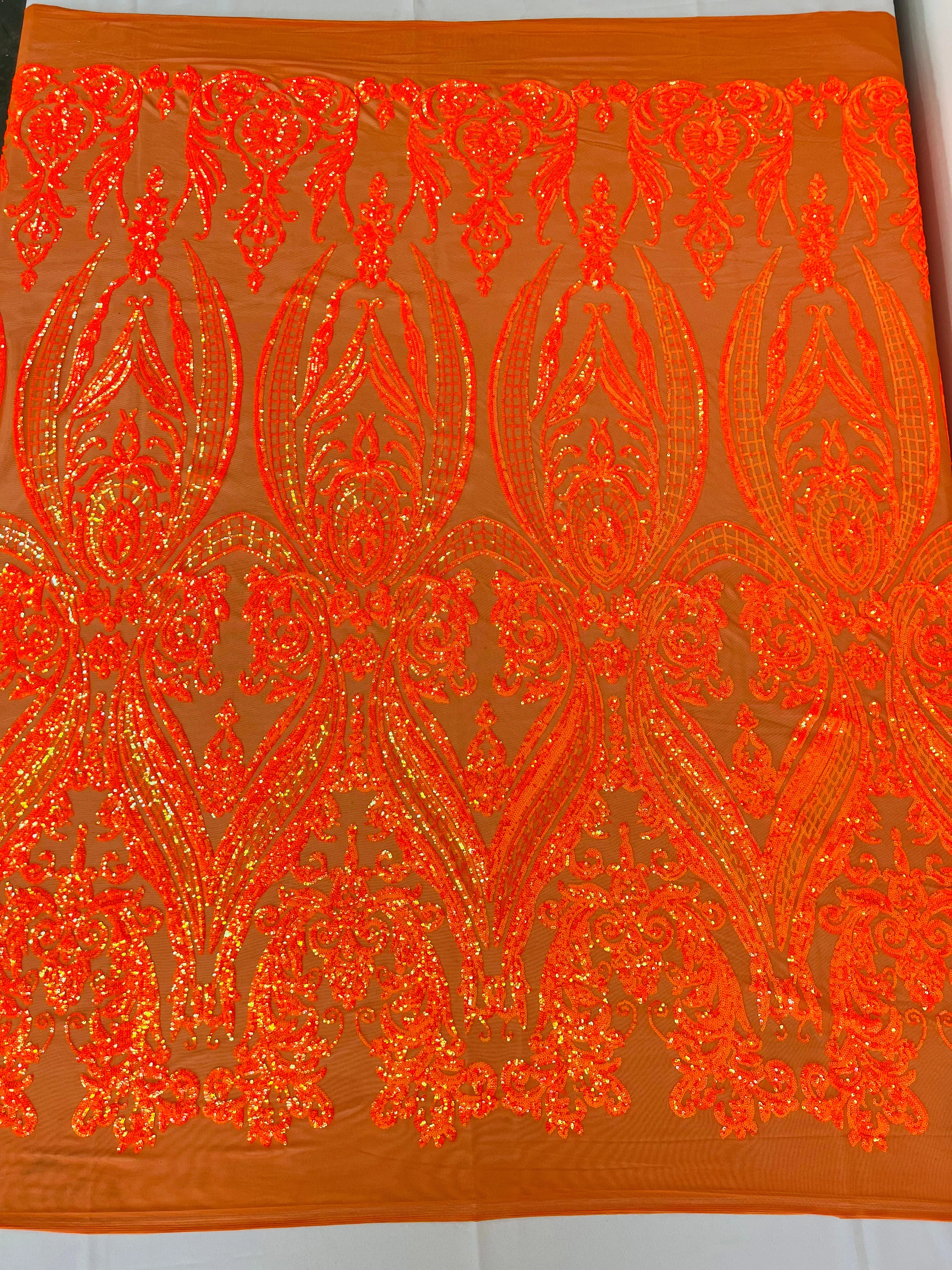 BIG DAMASK SEQUIN ON STRETCH MESH FABRIC (By The Yard) - Image 49