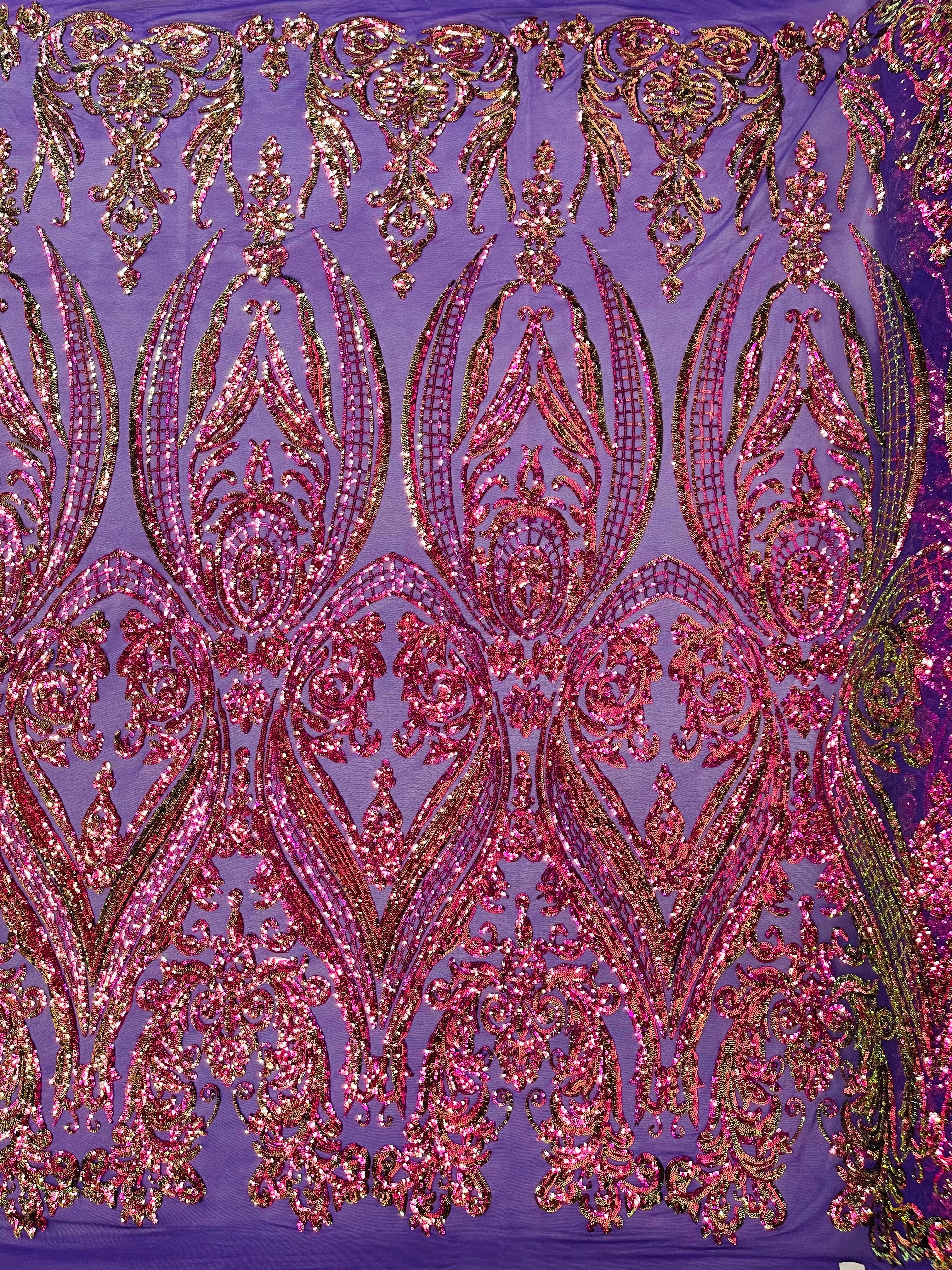 BIG DAMASK SEQUIN ON STRETCH MESH FABRIC (By The Yard) - Image 69