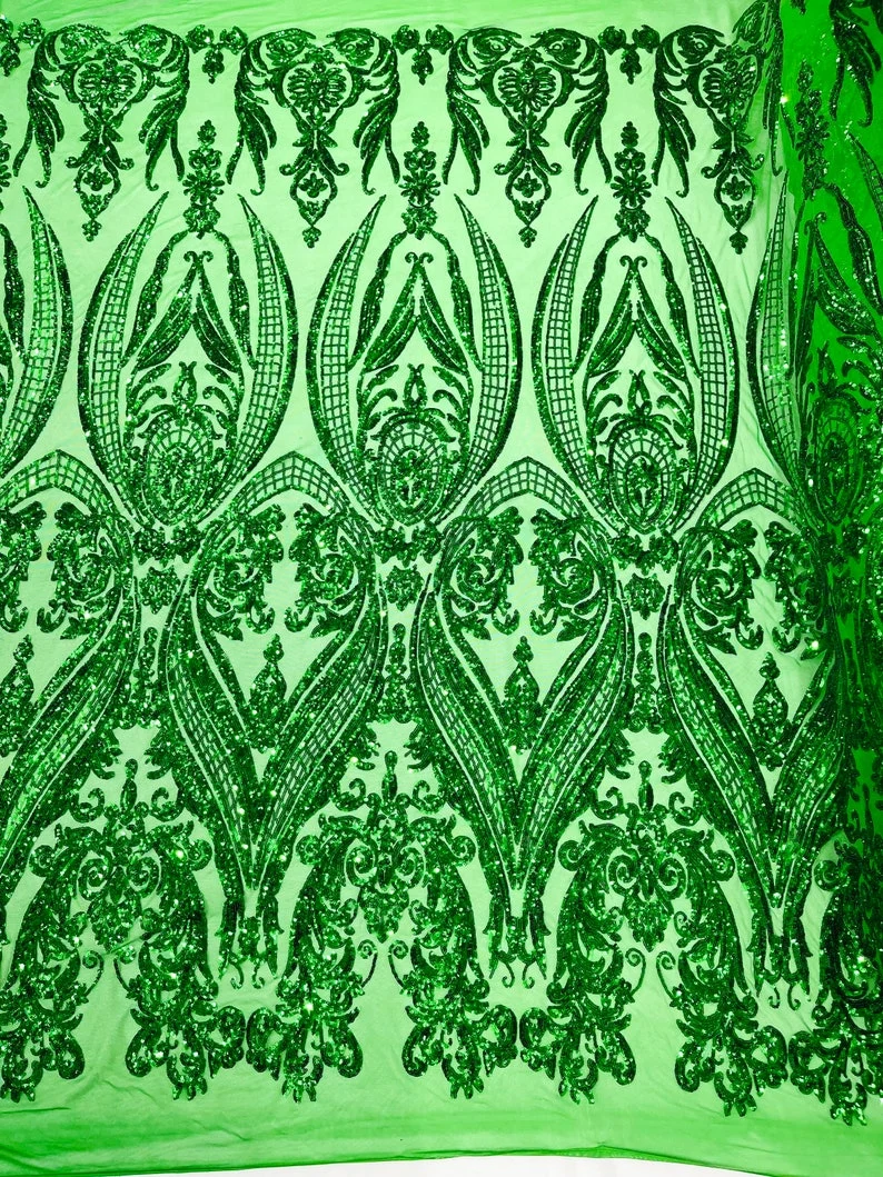 BIG DAMASK SEQUIN ON STRETCH MESH FABRIC (By The Yard) - Image 74