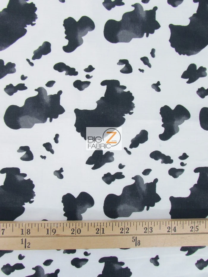 Cow Print Poly Cotton Fabric / Brown/White / Sold By The Yard - Image 2