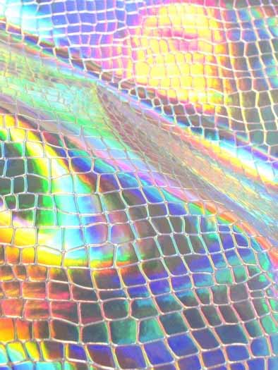 Gold Crocodile Holographic Embossed PVC Vinyl Fabric / Sold By The Yard - Image 4