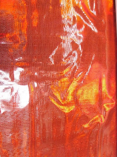 Crocodile Holographic Embossed PVC Vinyl Fabric / Red / 15 Yard Roll - Image 2
