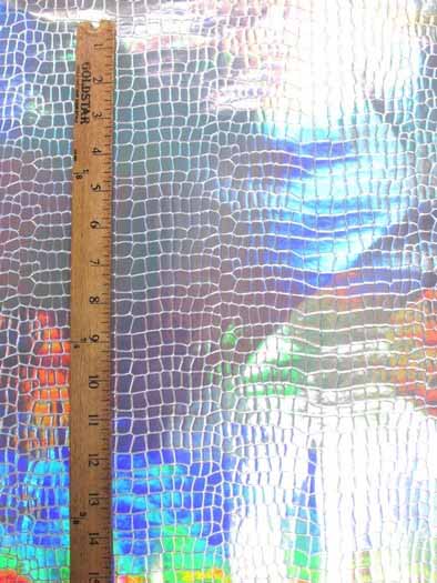 Crocodile Holographic Embossed PVC Vinyl Fabric / Red / 15 Yard Roll - Image 3