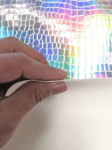 Crocodile Holographic Embossed PVC Vinyl Fabric / Red / 15 Yard Roll - Image 5