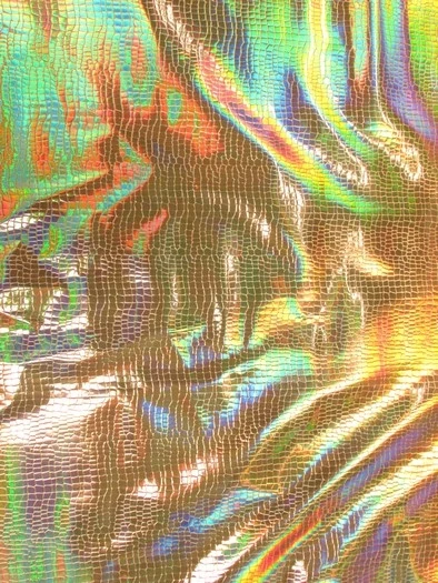 Gold Crocodile Holographic Embossed PVC Vinyl Fabric / Sold By The Yard - Image 2