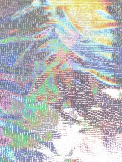 Crocodile Holographic Embossed PVC Vinyl Fabric / Silver / Sold By The Yard - Image 2