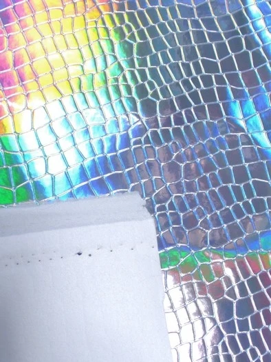 Crocodile Holographic Embossed PVC Vinyl Fabric / Silver / Sold By The Yard - Image 6