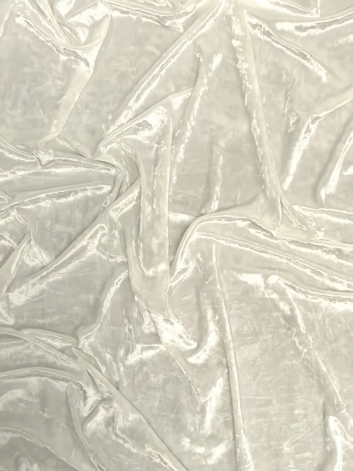 Crushed Stretch Velvet Costume Fabric / Off-White / Sold By The Yard (Second Quality Goods)