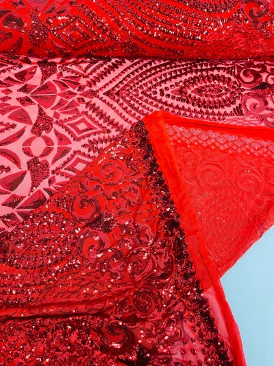 Geometric Diamond Sequin Stretch Mesh Fabric / Sold by the Yard - Image 19