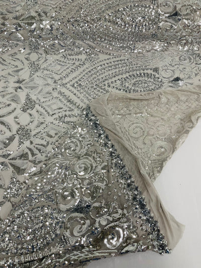 Geometric Diamond Sequin Stretch Mesh Fabric / Sold by the Yard - Image 23