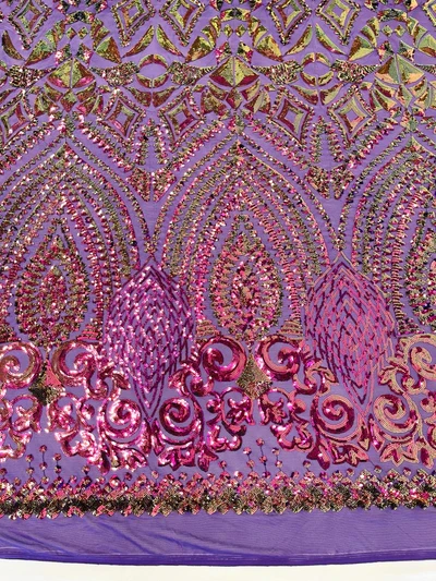Geometric Diamond Sequin Stretch Mesh Fabric / Sold by the Yard - Image 3