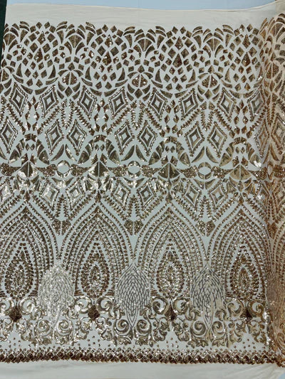 Geometric Diamond Sequin Stretch Mesh Fabric / Sold by the Yard - Image 8