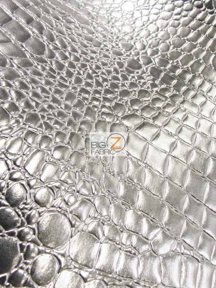 Black Vinyl Embossed Shiny Alligator Fabric / Sold By The Yard - Image 5