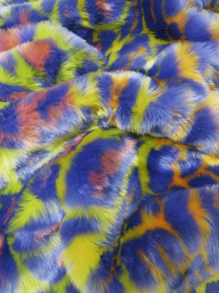 Ecoshag Hippie Jaguar Faux Fur Fabric / Acid - Image 2