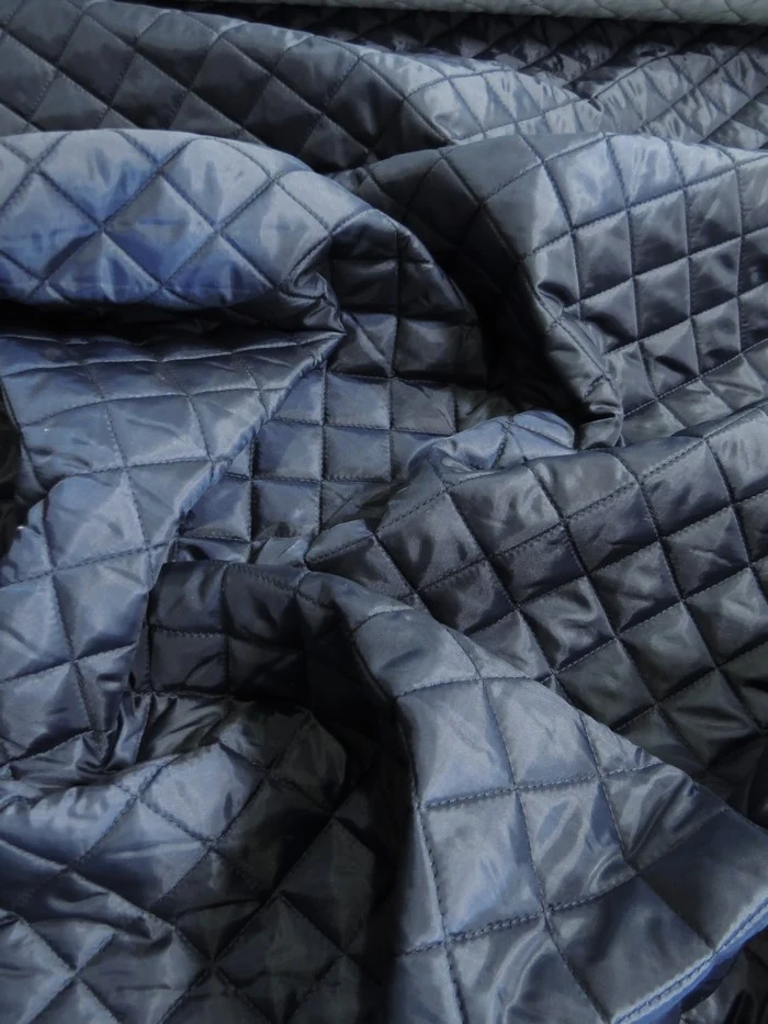 Quilted Polyester Batting Upholstery Fabric / Midnight Navy - Image 2