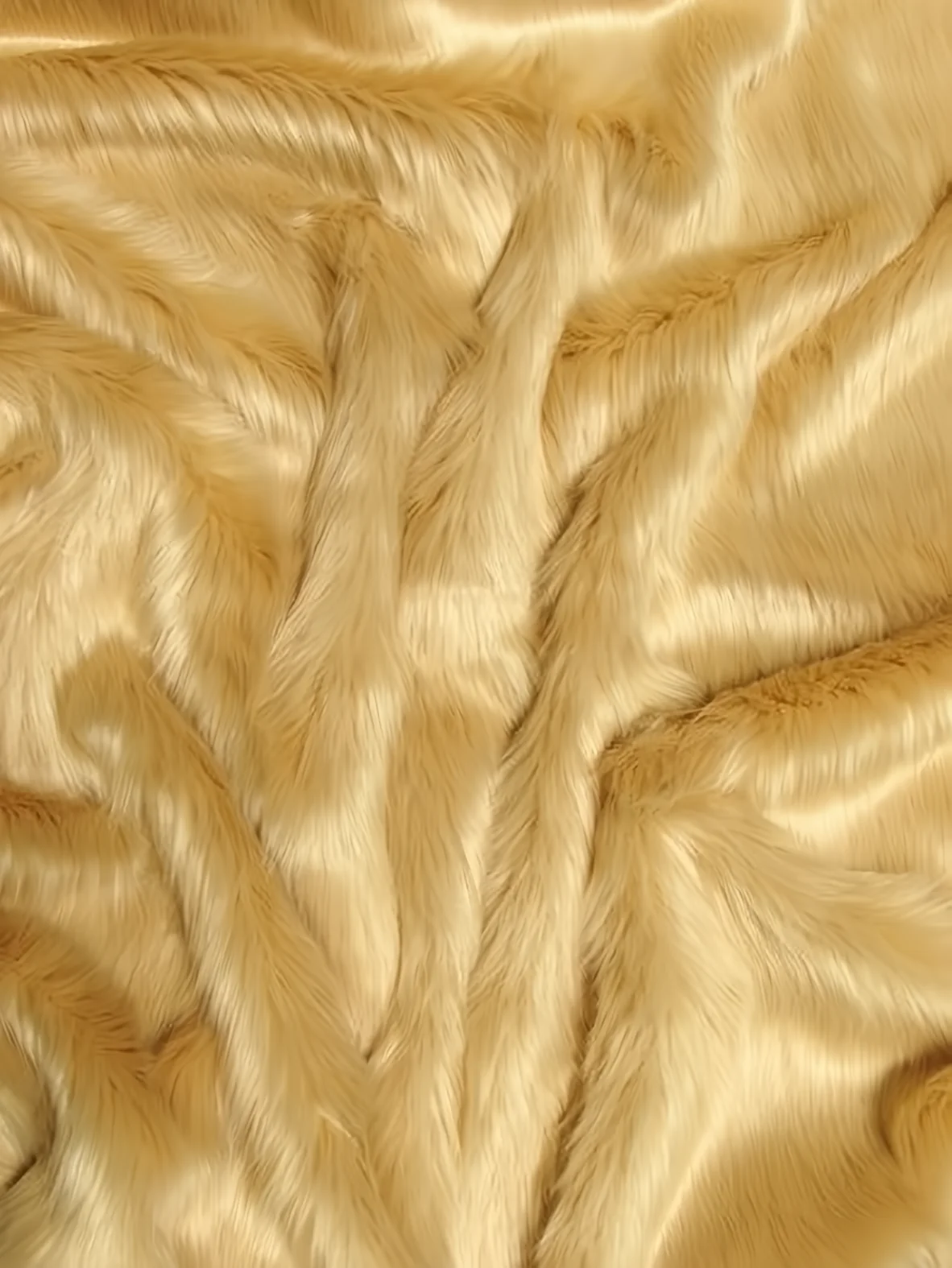 Faux Fake Fur Solid Shaggy Long Pile Fabric / Blonde / 15 Yard Bolt - Image 5