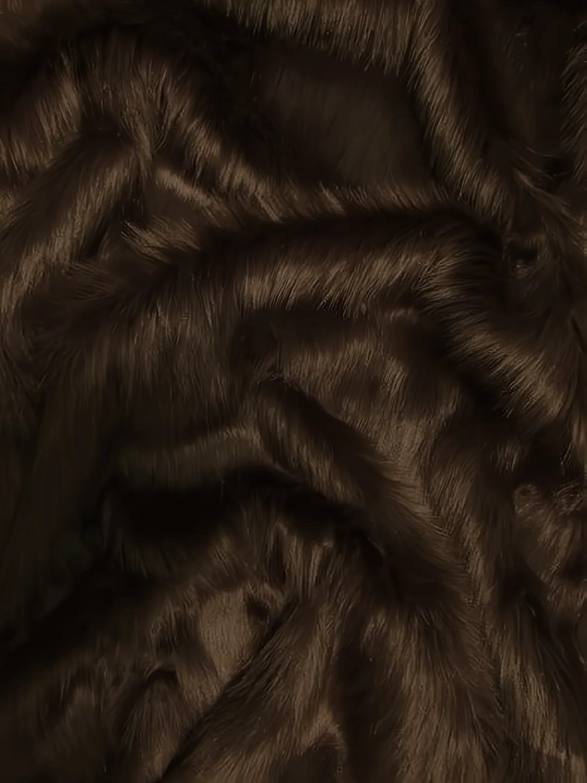 Brown Solid Shaggy Long Pile Faux Fur Fabric / Sold By The Yard