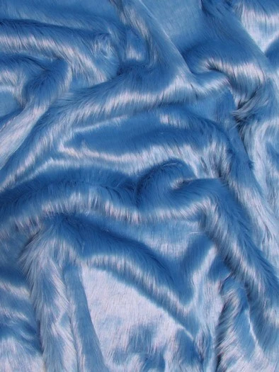 Cobalt Solid Shaggy Long Pile Faux Fur Fabric / Sold By The Yard - Image 2