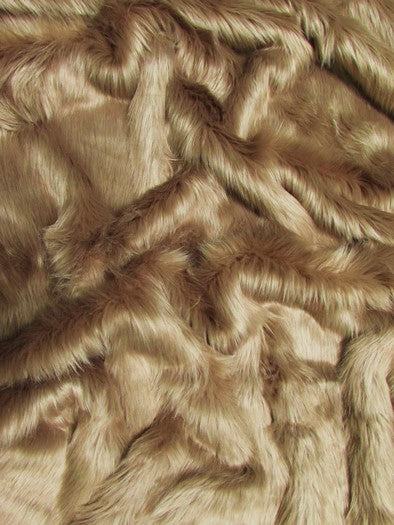 Cocoa Solid Shaggy Long Pile Faux Fur Fabric / Sold By The Yard - Image 2