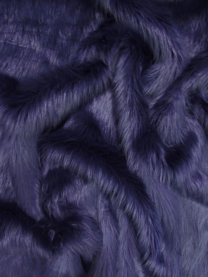 Eggplant Solid Shaggy Long Pile Faux Fur Fabric / By The Yard - Image 2