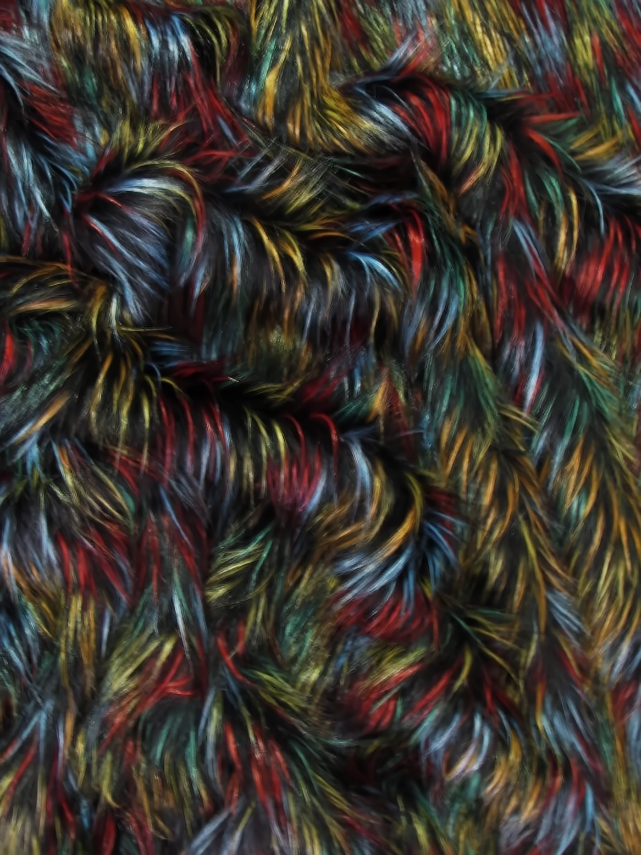 Multi #2 Fireworks Shaggy Long Pile Faux Fur Fabric / Sold By The Yard